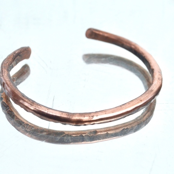 Heavy Gauge Solid Copper Cuff Bracelet Rustic Boho - Picture 4 of 8